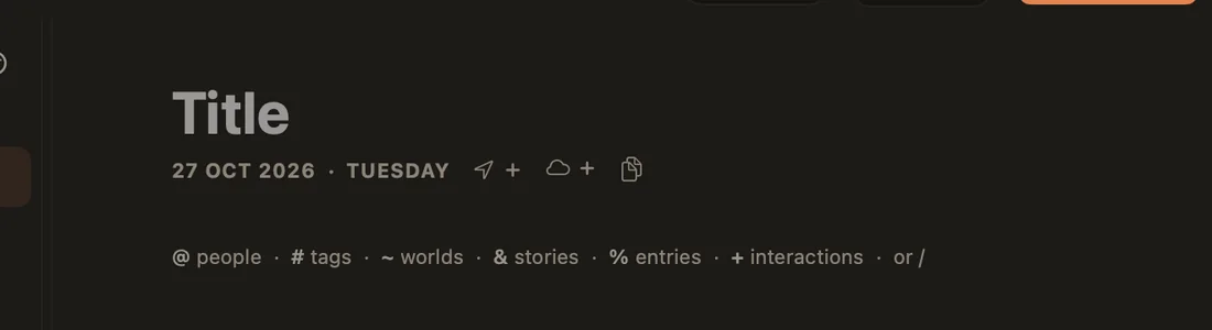 A blank new entry with the hint line listing the link characters