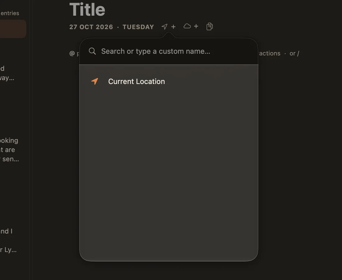 The place picker with a search field and Current Location